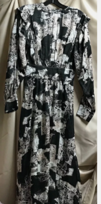 I R O Paris Black/Beige Long Dress Long Sleeves Sz XS (34) NEW