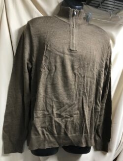 Banana Republic Sweater Mens Large Brown 1/4 Zip Pullover Italian Merino Wool