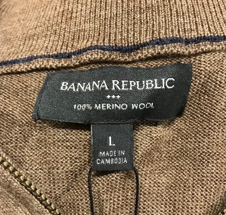 Banana Republic Sweater Mens Large Brown 1/4 Zip Pullover Italian Merino Wool