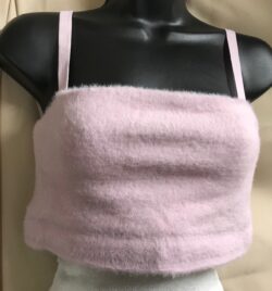 Gymshark Whitney Simmons Pink Fuzzy Halter Top with Elastic Straps Sz M