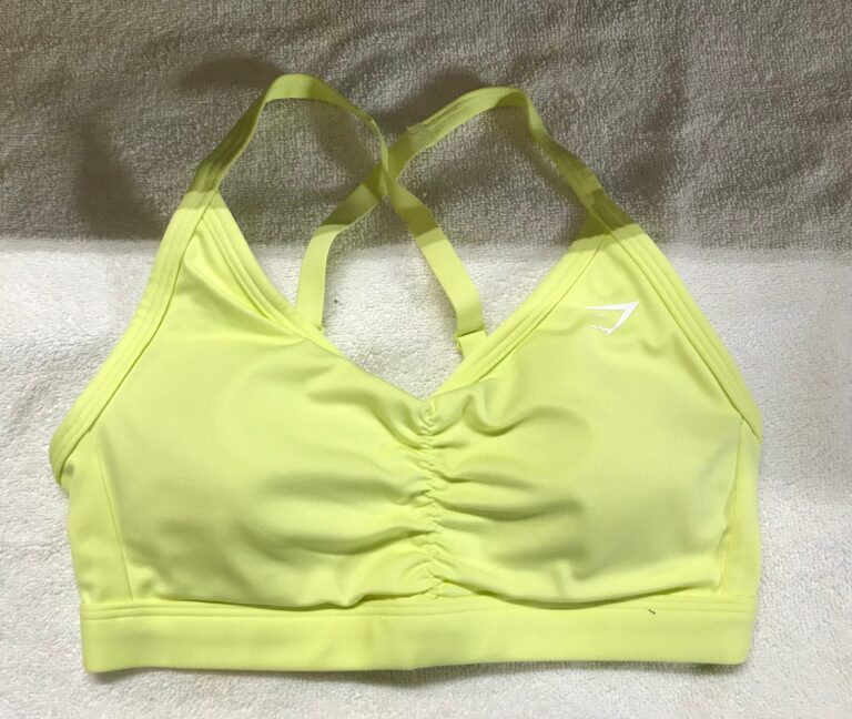Gymshark Yellow Ruched Sports Bra CrissCrossed Back Padded Sz XS NEW
