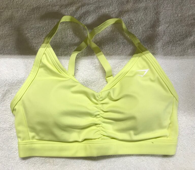 Gymshark Yellow Ruched Sports Bra CrissCrossed Back Padded Sz XS NEW