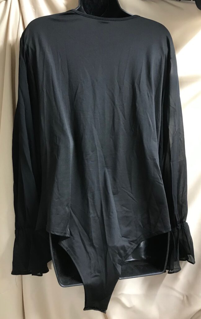 XPluswear Black Long Sleeve Drape Neck Body Suit Blouse Sz 2XL )18-20)