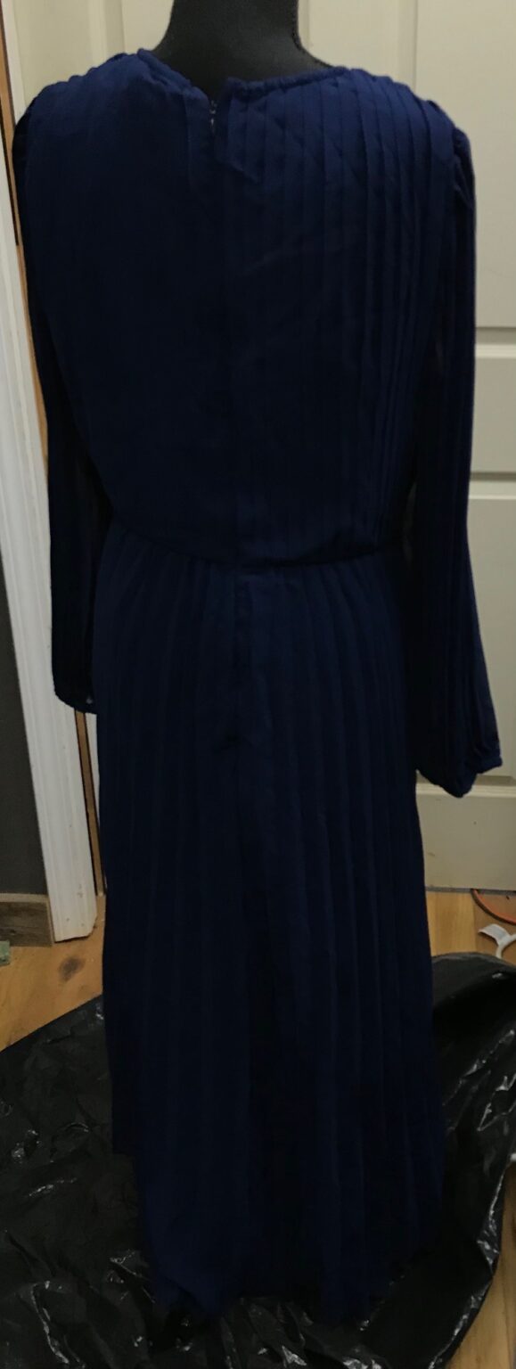 Asos Design Pleated Bodice Plunge Neck Midi Navy SZ 12 UK 16 NEW