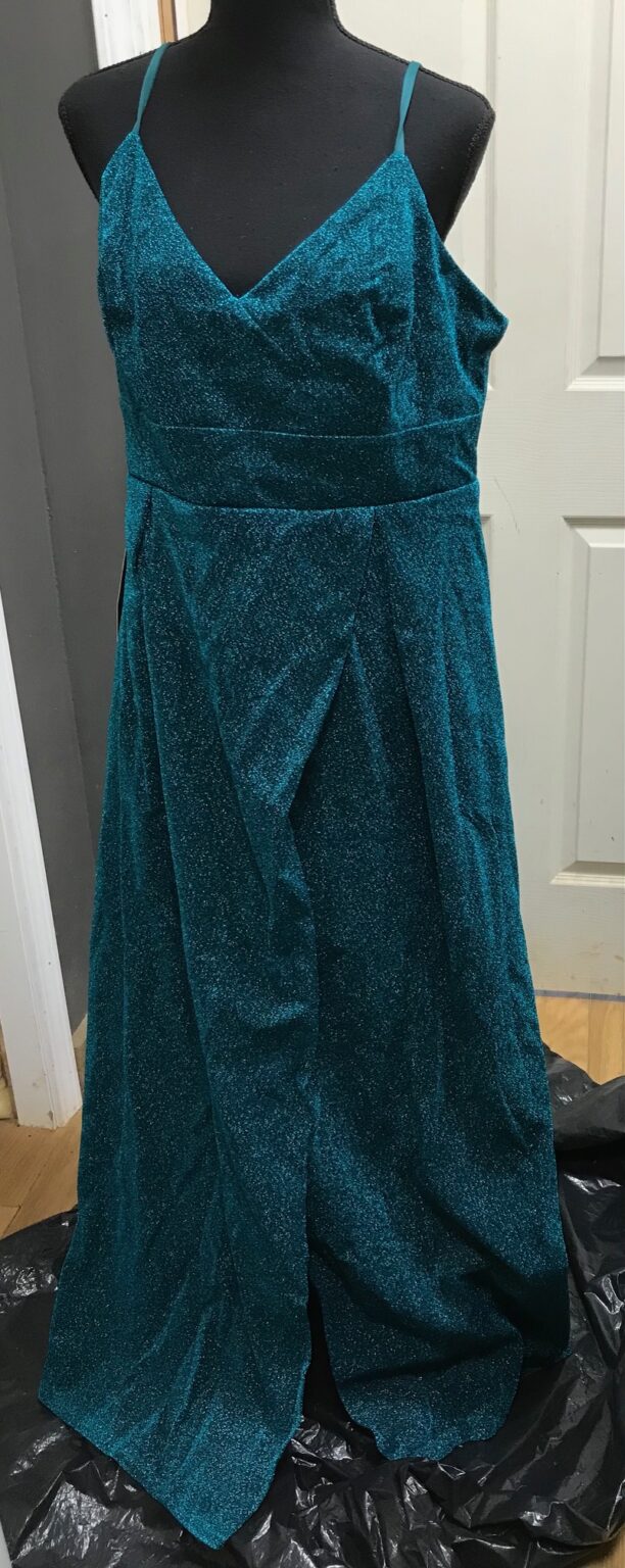 Ever Pretty Green Sparkly Formal Dress With Spaghetti Straps Sz 20 NEW