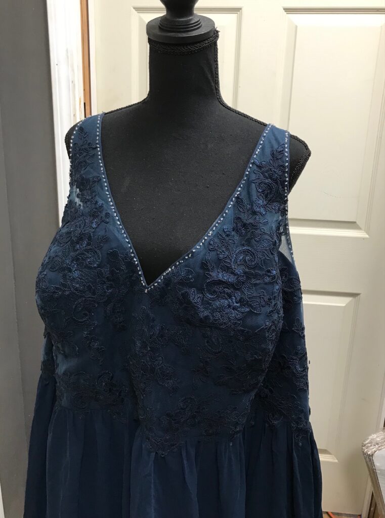 Asos Design Pleated Bodice Plunge Neck Midi Navy SZ 12 UK 16 NEW