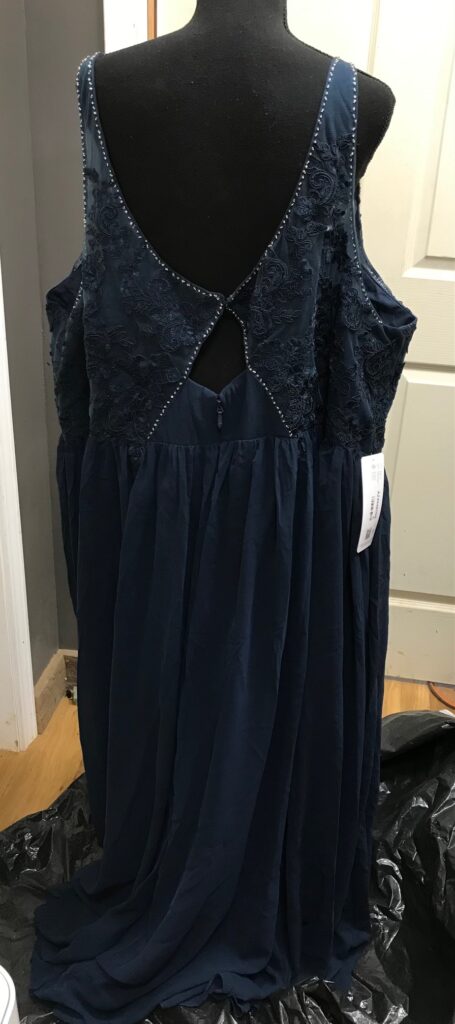 Asos Design Pleated Bodice Plunge Neck Midi Navy SZ 12 UK 16 NEW