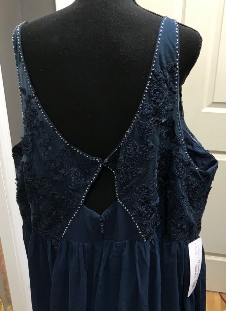 Asos Design Pleated Bodice Plunge Neck Midi Navy SZ 12 UK 16 NEW