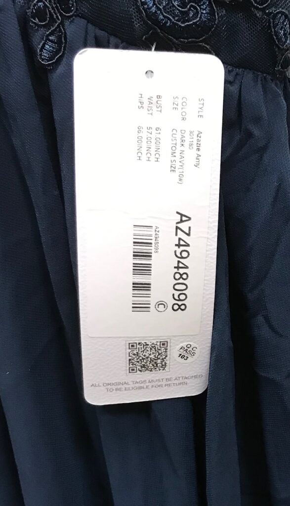 Azazie Amy Dark Navy Formal Dress Long Size C NEW Tag