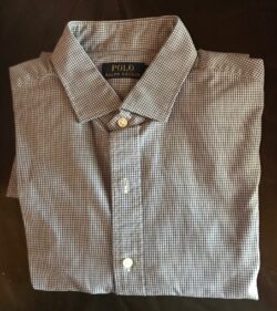 Polo Ralph Lauren Light Blue Plaid Shirt Long Sleeve Size 16 1/2 - 42 Used