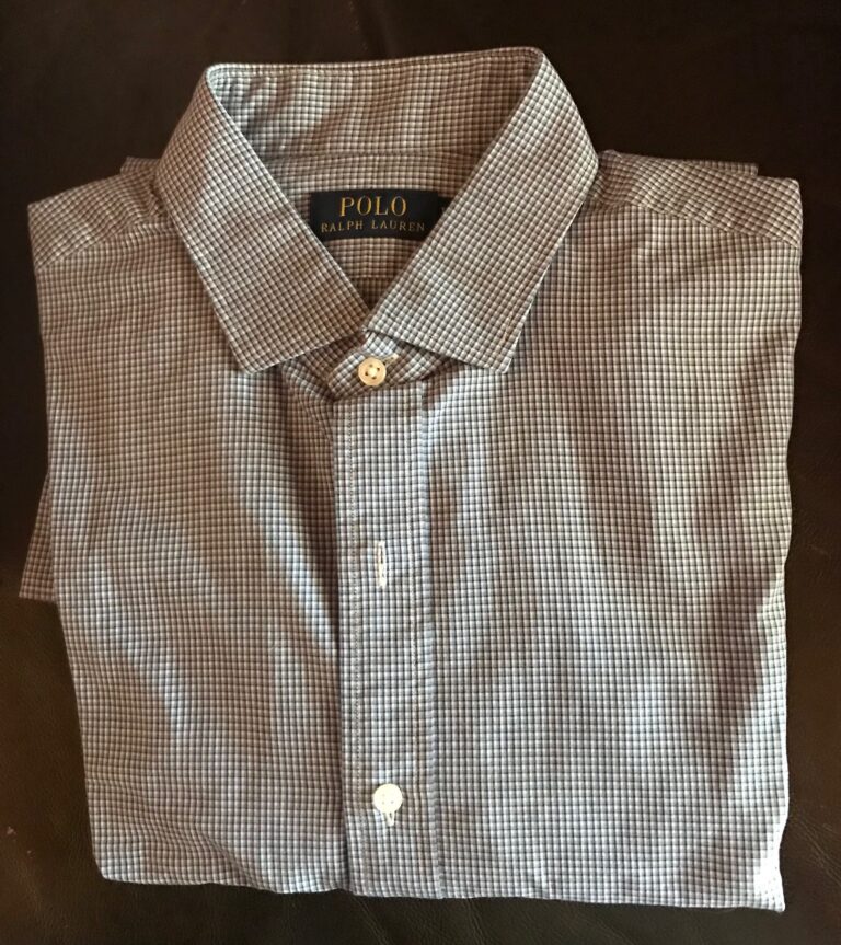 Polo Ralph Lauren Light Blue Plaid Shirt Long Sleeve Size 16 1/2 - 42 Used