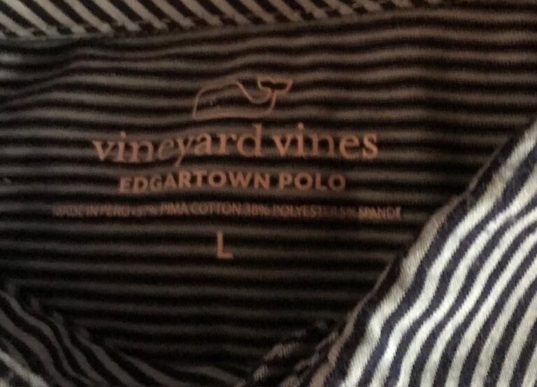 Vineyard Vines Edgartown Polo Striped Blue/Black Shirt Short Sleev Sz Large Used