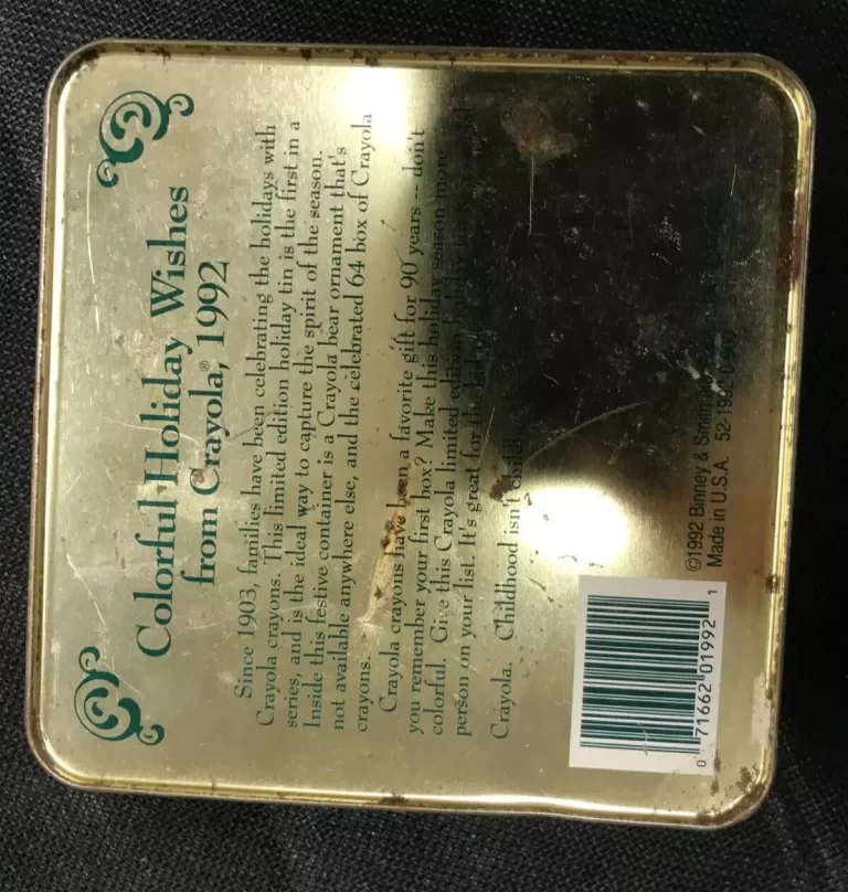 1992 Crayola Trade Mark Holiday Wishes Tin USED - Image 7