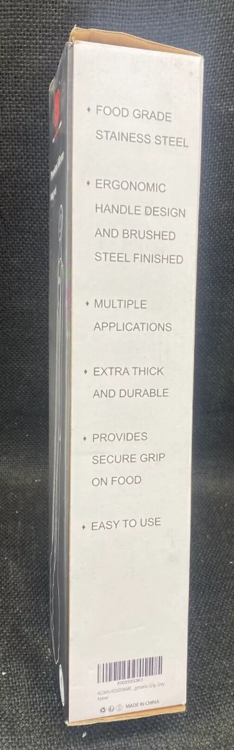 ALLWIN-HOUSEWARE Premium Silicone Stainless Steel Tongs Set of 4 Grey NEW - Image 3