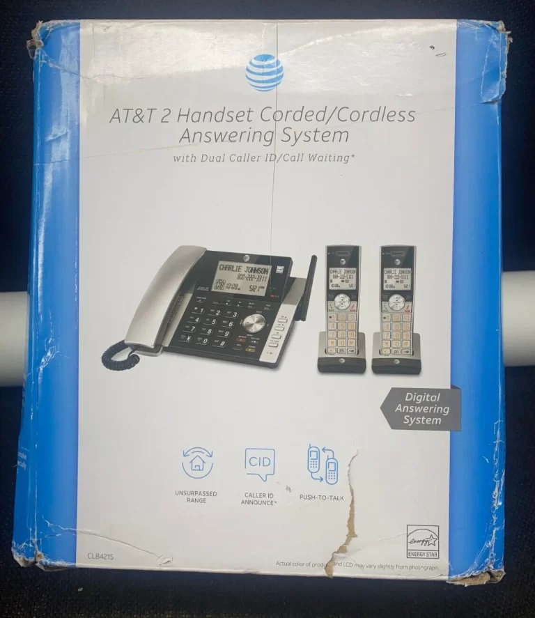 AT&T 2 Handset Corded Cordless Answering System w/ Call Block Big Button CL84215 - Image 4