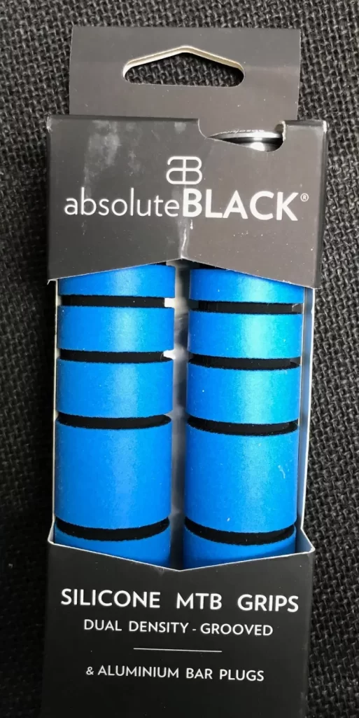 Absolute Black Silicone MTB Grips Dual Density -Grooved Aluminum Bar Plugs NEW Blue