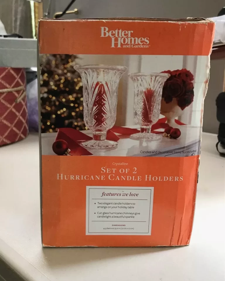 Better Homes & Gardens Crystalline Hurricane Candle Holders Set of 2 NEW - Image 4