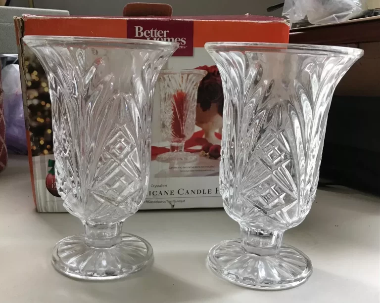 Better Homes & Gardens Crystalline Hurricane Candle Holders Set of 2 NEW - Image 7