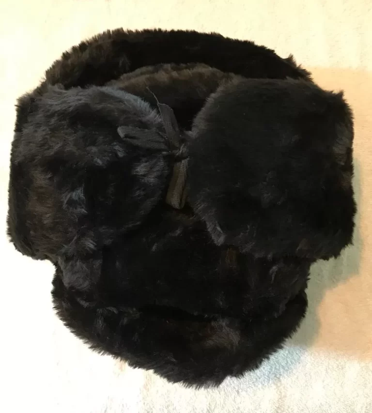 Black Hat Faux Fur Soviet Badge Red Star Sickle wth Laurel Wreath Sz 7.25/58 NEW - Image 6