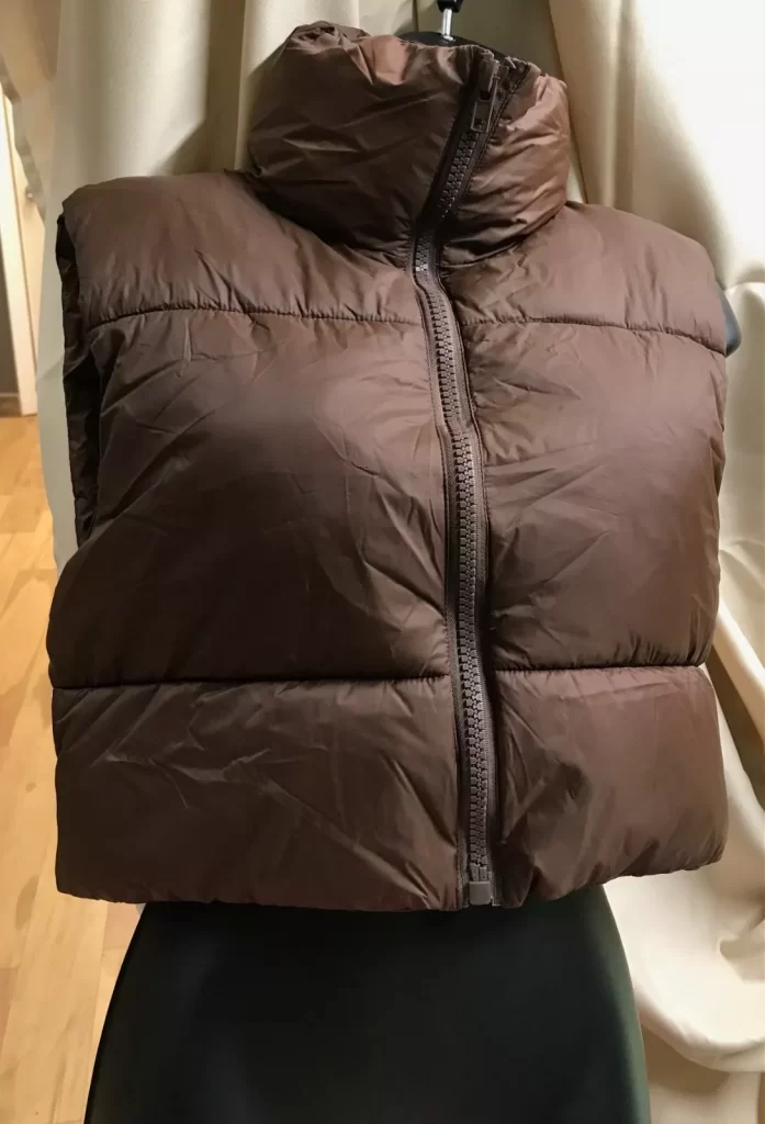 Brown Vest with Collar Soft Zipper