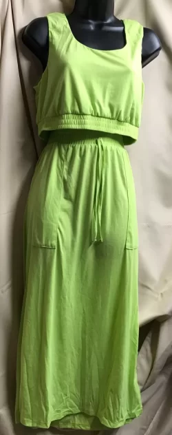 Chicme Green 2 Pc Crop Top & Long Skirt