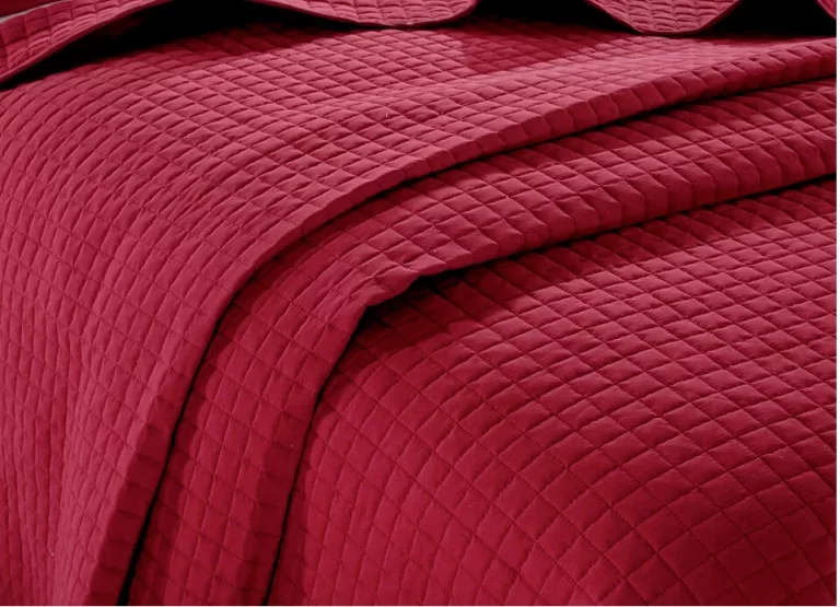 Everest Supply Queen Burgundy Solid Color Quilted Bedspread with 2 Shams NEW - Image 10