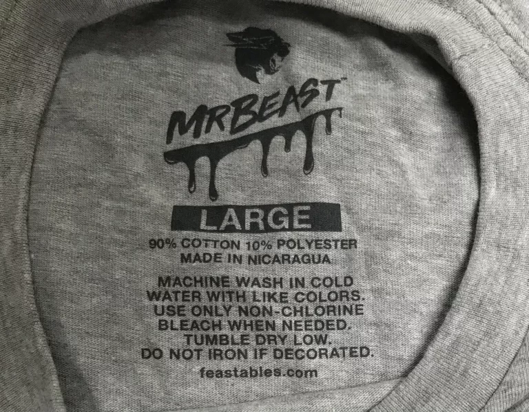 Feasables Mr Beast Tee Shirt Large Sz 90% Cotton 10% Polyester Gray NEW - Image 5