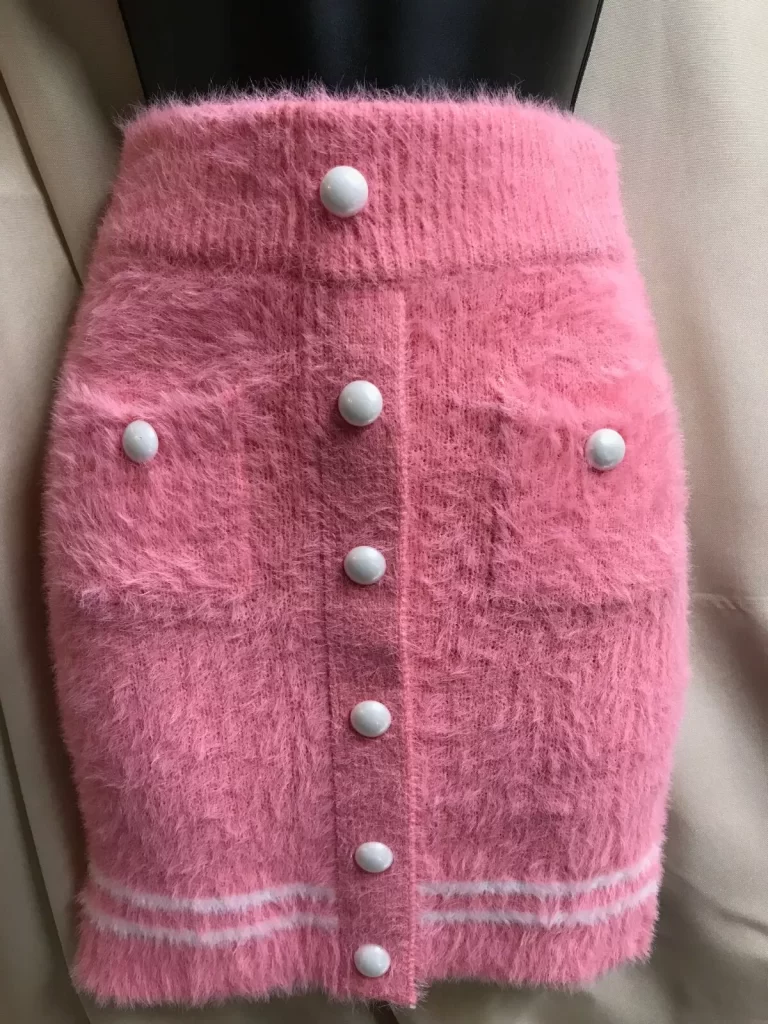 Finesse Joss Knit Button Front Mini Pink Skirt Sz M/L NEW - Image 5