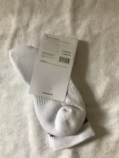 Gymshark Socks (1 pair) White with Seagreen Jacquard Logo Crew Sz S NEW - Image 3