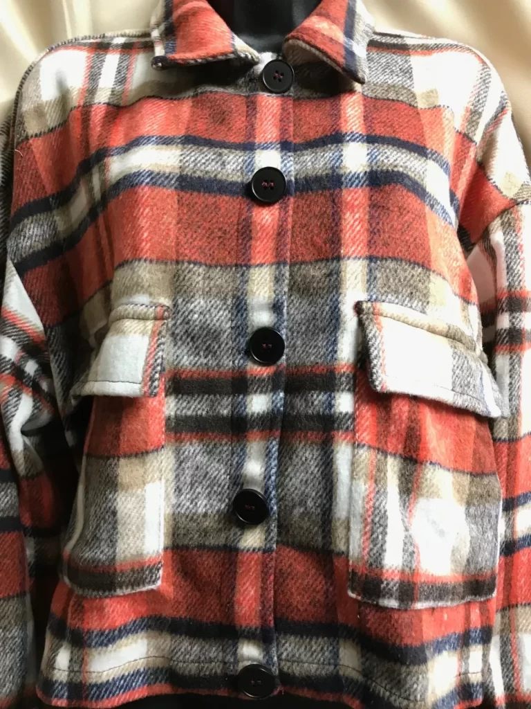 Hongqizo Women Long Sleeve Button Front Plaid Jacket  Flannel Pollyester Casual - Image 2