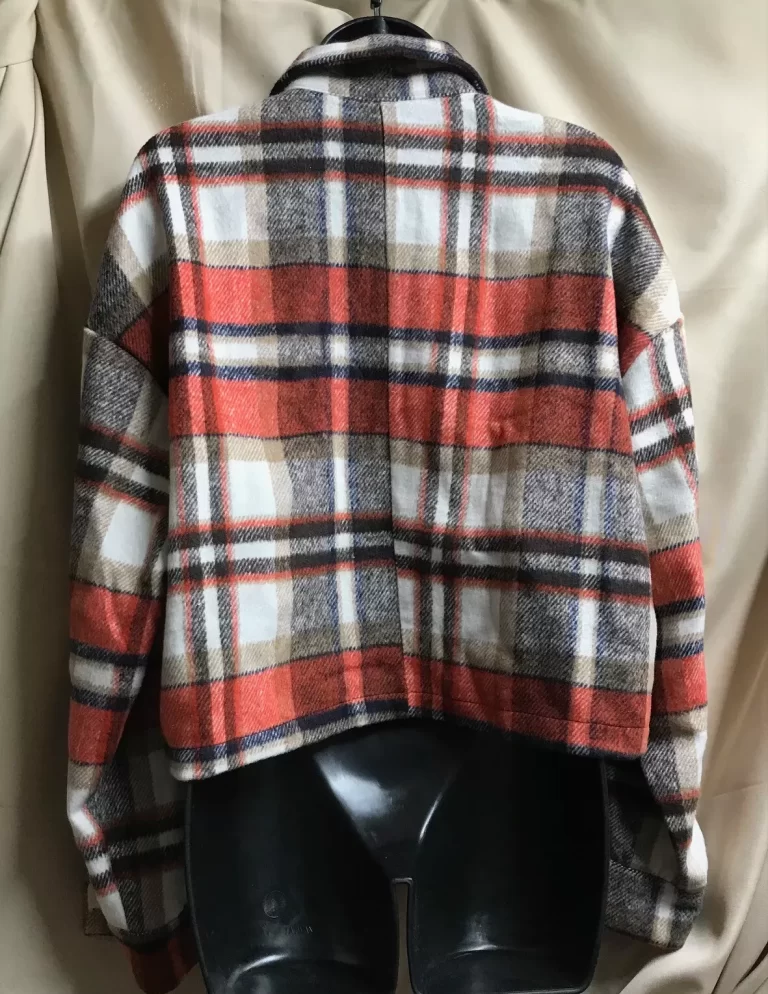 Hongqizo Women Long Sleeve Button Front Plaid Jacket  Flannel Pollyester Casual - Image 3