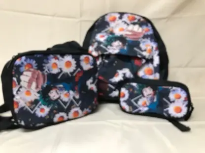 Izuku Midoriya My Hero Academia UA Hero 3-Pc Backpack Flowers - Image 3