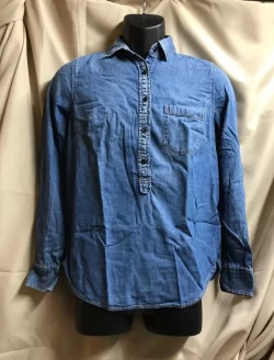 J. Crew Women's Blue Denim Shirt Button Half-way Long Sleeves Sz 2 NEW