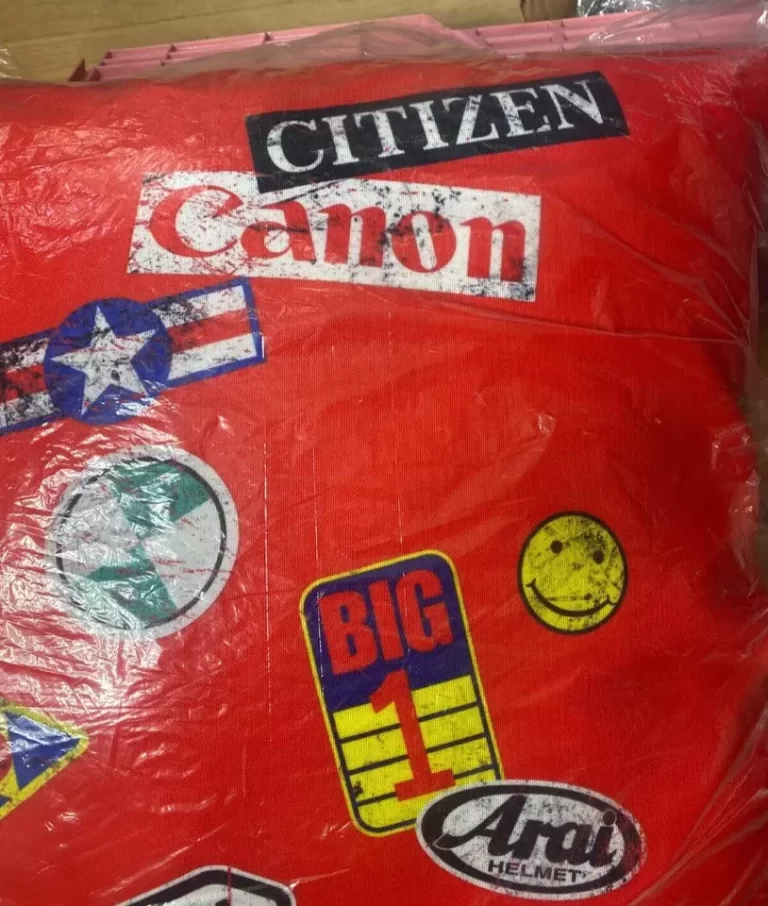 Kaneda's Distressed Bike Stickers on Everything Throw Pillow& Insert 24"x24" NEW - Image 6