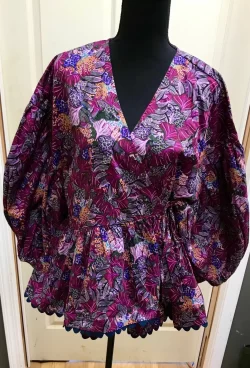 Kika Vargas Floral Purple Blouse