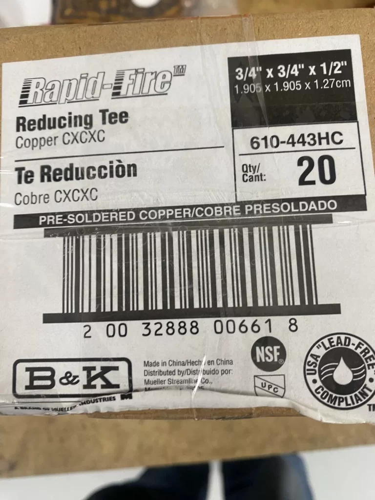 Lot of 20 Rapid Fire 610-443HC 3/4"x3/4"x1/2" Reducing Tee Copper CXCXC New - Image 3
