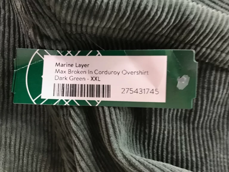 Marine Layer Max Broken in Corduroy Overshirt Bistro (Dark) Green Sz 2XL NEW - Image 6