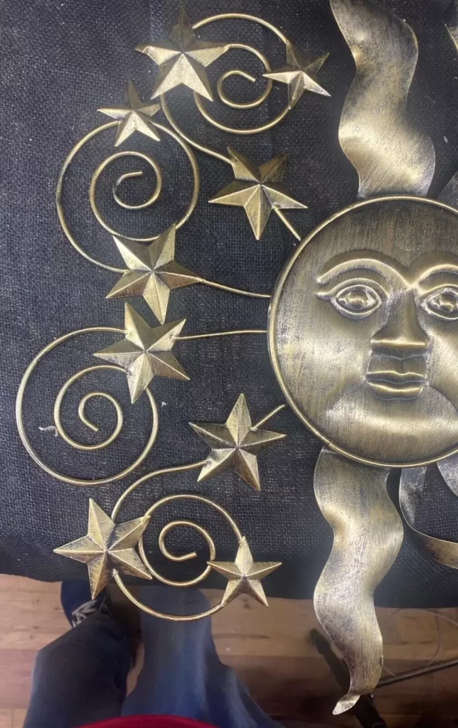 19" Metal Art Sunface Star Wall and Home Decor Wall Attachment Golden Bronze - Image 3