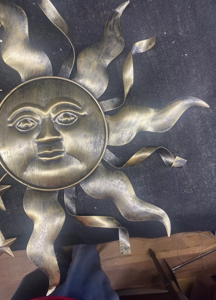 19" Metal Art Sunface Star Wall and Home Decor Wall Attachment Golden Bronze - Image 4