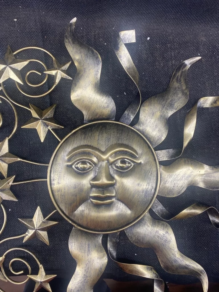 19" Metal Art Sunface Star Wall and Home Decor Wall Attachment Golden Bronze - Image 5