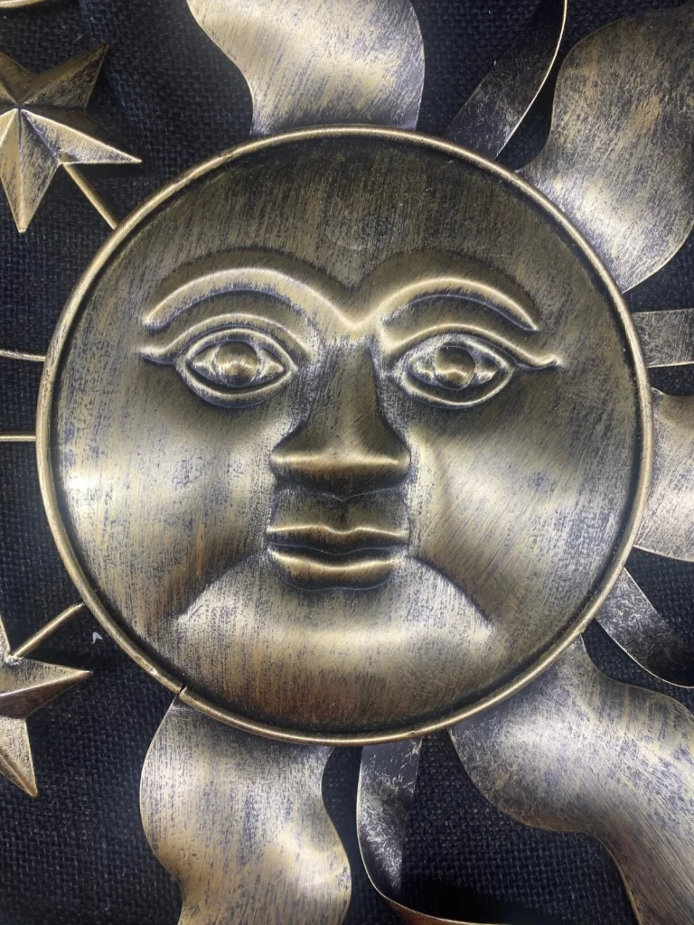 19" Metal Art Sunface Star Wall and Home Decor Wall Attachment Golden Bronze - Image 9
