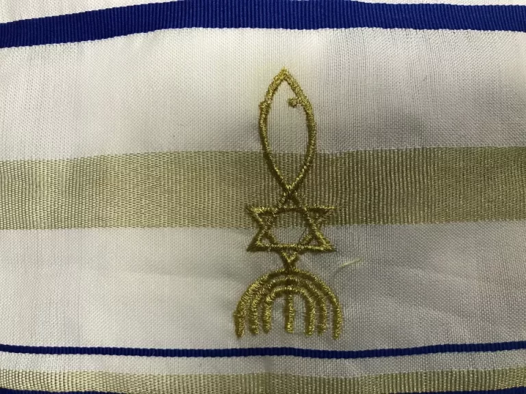 NEW Covenant Messianic Jewish Tallit Shawl Storage Case Blue & Gold & White NEW - Image 3