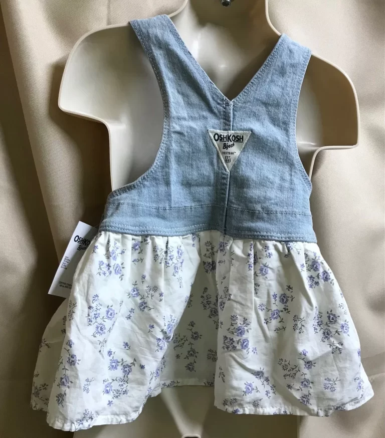 Oshkosh B'gosh Baby's Overall Dress Denim Top with Floral Skirt Sz 12 Months NEW - Image 3