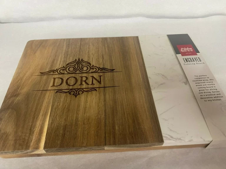 P Graham Dunn Engraved Wood/Marble Cutting Board "Dorn" 8x12in & 4 Coasters NEW - Image 3