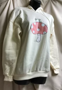 Pale Yellow Frog on Mushroom Hoodie Sweatshirt