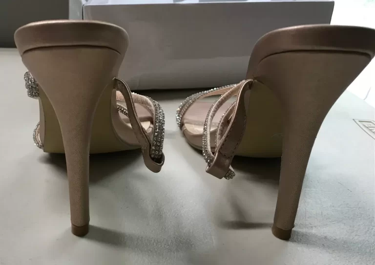 Pink Metalic Heels Sandals Rhinestone Straps Sz 8.5 NEW - Image 7