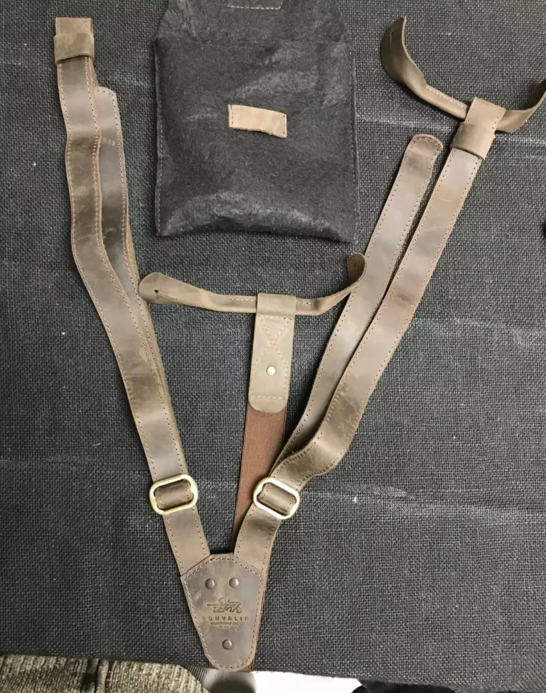 Pohvalin Leather Suspenders Button Type Brown NEW - Image 5