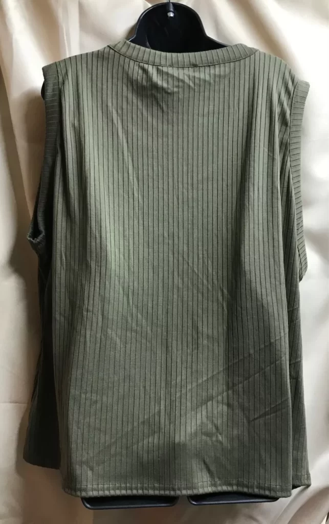 Pretty Little Thing Plus Khaki Green Rib Racer Neck Long Top Sleeveles Sz 26 NEW - Image 3