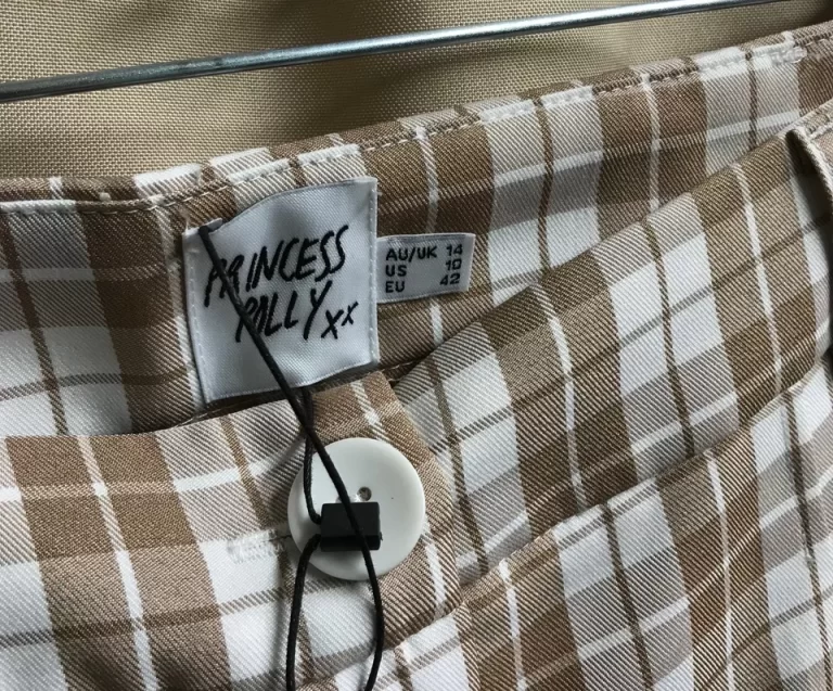 Princess Polly Archer Pants Womens Beige Plaid Sz 10 NEW - Image 5
