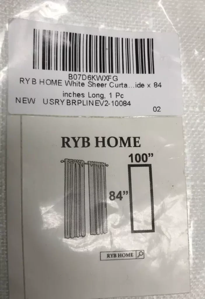 RYB Home White Sheer Curtain